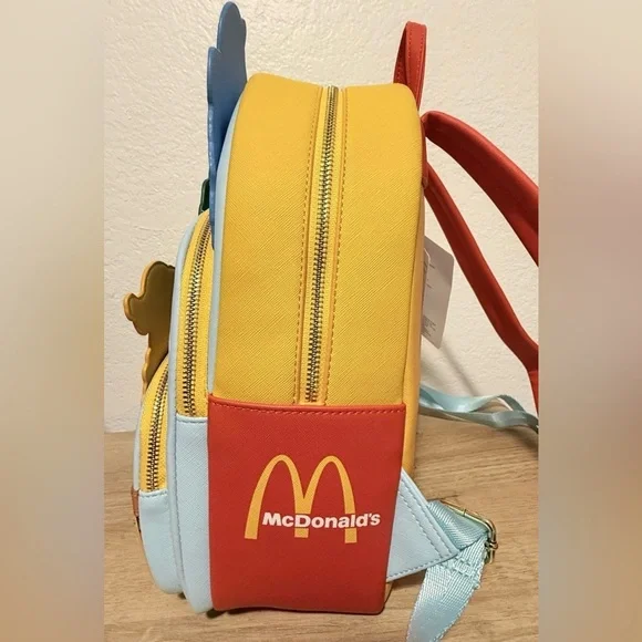 McDonald's Vintage Fry Kids Triple Pocket Mini Backpack Loungefly - Picture 7 of 12